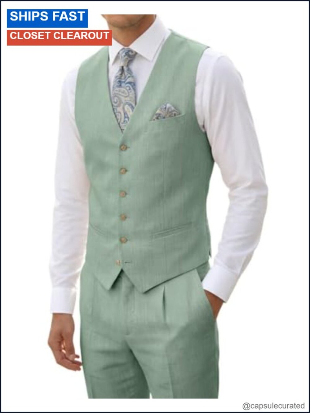 Linen Suit Set for Men Beach Wedding Summer
